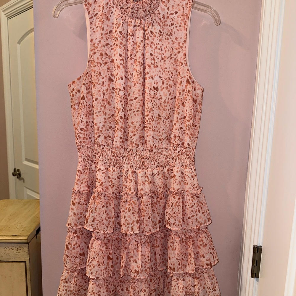 Pink Ruffled Sleeveless Dress